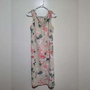 Villager Floral‎ Sleeveless Dress - Cream and Pink 12